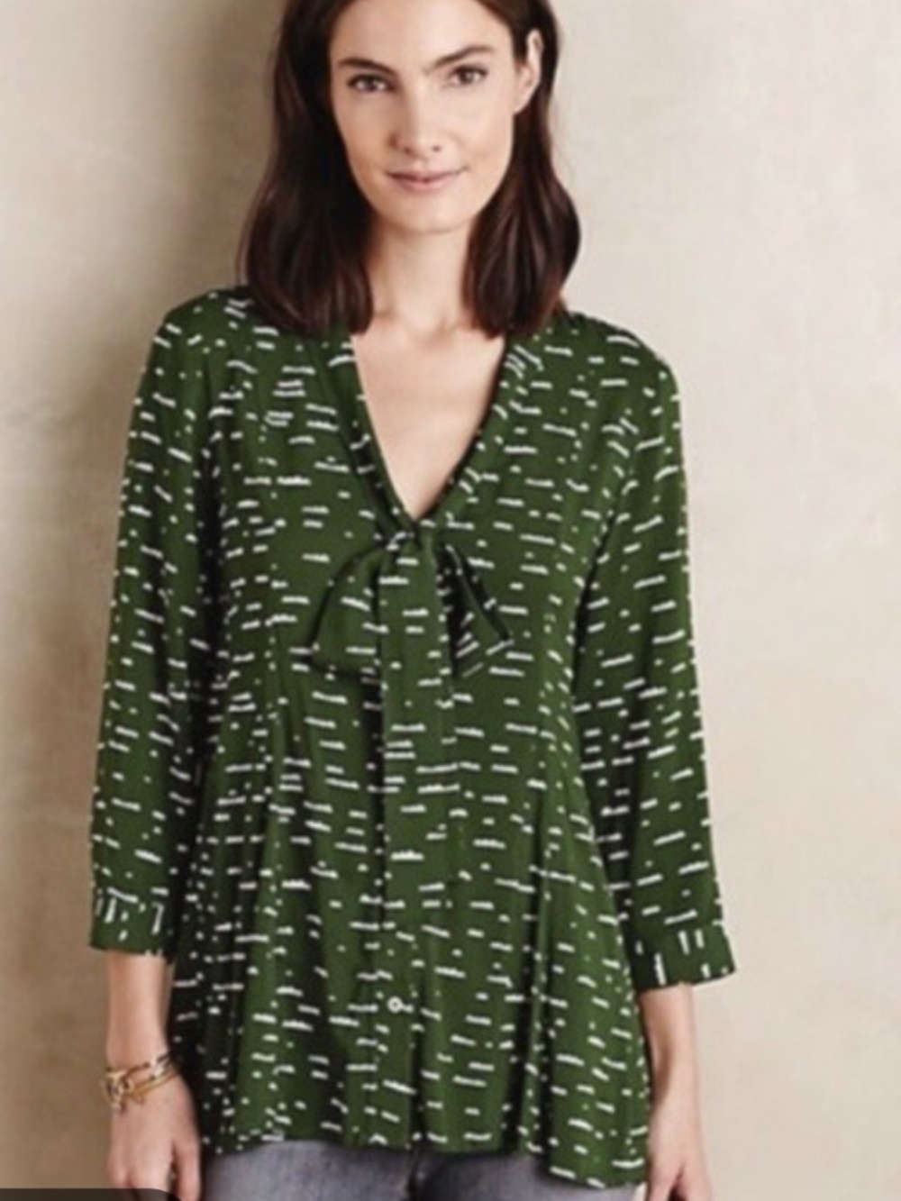 Maeve Anthropologie Green Cloud Blouse, size M